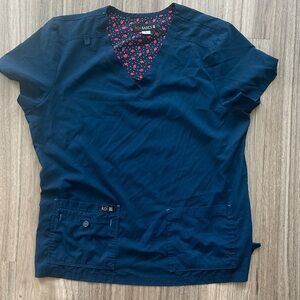 Koi Navy V-Neck Shirt